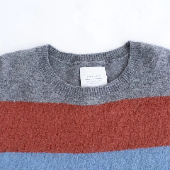 Part Two 35% Wool 33% Mohair Knit Grey, Red, Blue, Crewneck Sweater M - Picture 11 of 13